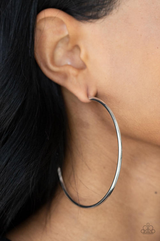 Mega Metro - Silver Paparazzi Hoop Earrings