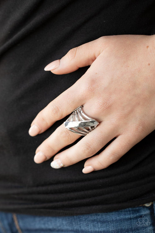 Encrypted Edge - Silver Paparazzi Ring