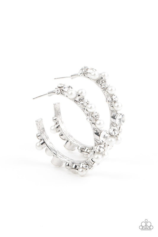 Let There Be SOCIALITE - White Paparazzi Earring