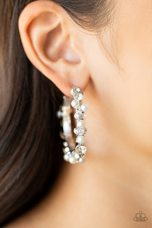 Let There Be SOCIALITE - White Paparazzi Earring