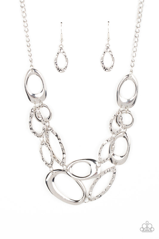 Game OVAL - Silver Paparazzi Necklace