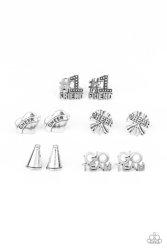 STARLET SHIMMER - CHEERLEADER MEGAPHONE HEART POM POM GO TEAM FRIEND POST EARRINGS