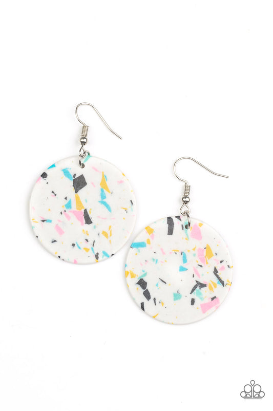 Tenaciously Terrazzo - White Paparazzi Earrings