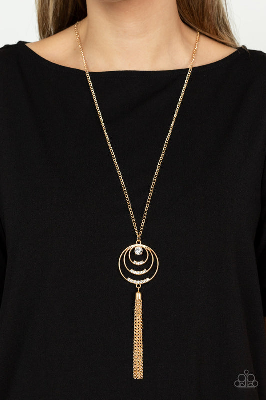 Spiraling Sparkle - Gold Paparazzi Necklace