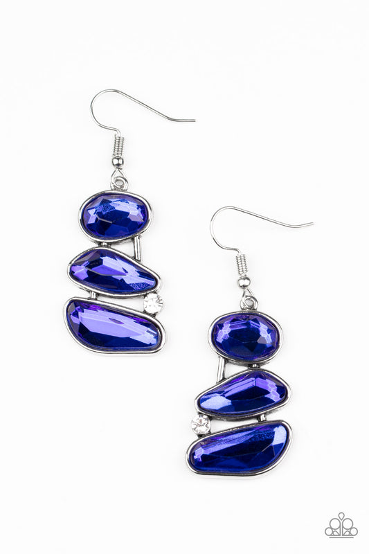 Gem Galaxy - Blue  Paparazzi Earrings