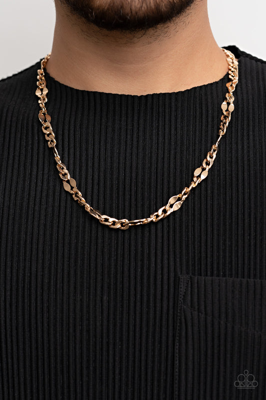 G.O.A.T - Gold Paparazzi Urban Mens Necklace