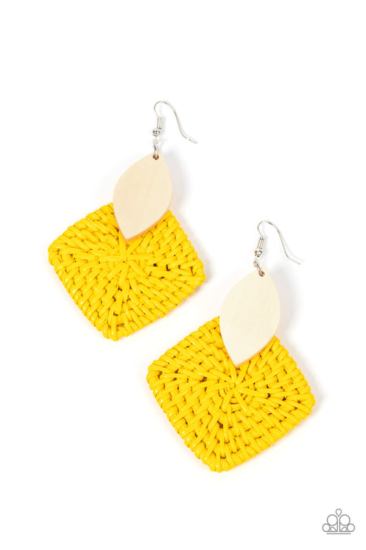 Sabbatical WEAVE - Yellow Paparazzi Earrings