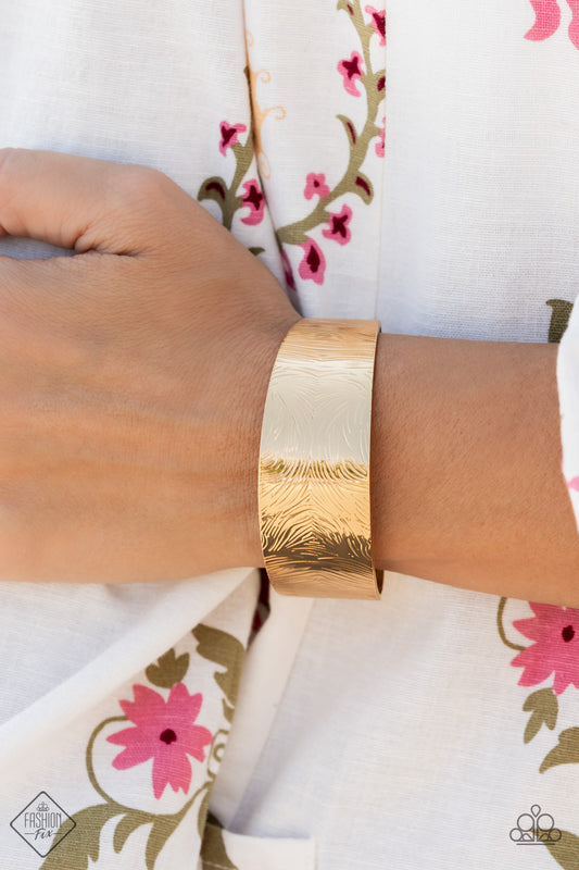 Coolly Curved - Gold Paparazzi Cuff Bracelet