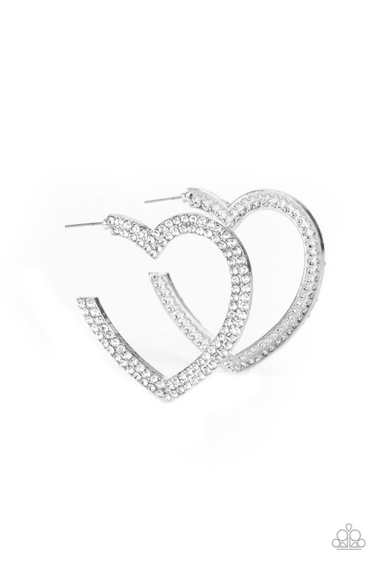 AMORE to Love - White Paparazzi Hoop Earrings