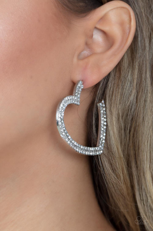 AMORE to Love - White Paparazzi Hoop Earrings