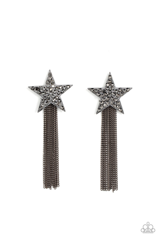 Superstar Solo - Black Paparazzi Earrings