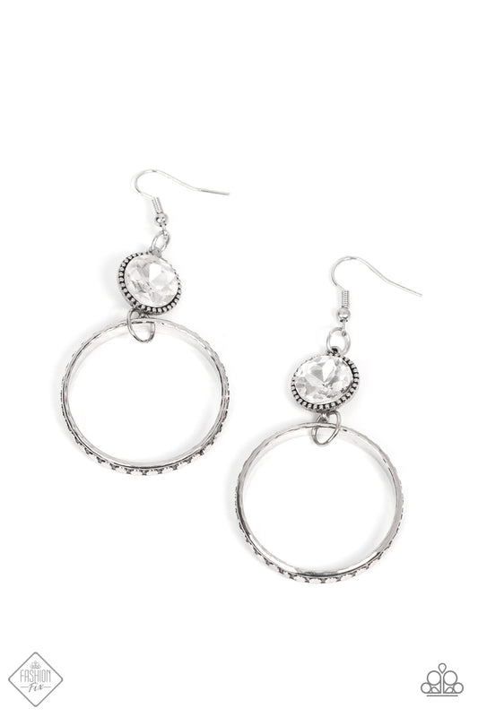 Standalone Sparkle - White Paparazzi Earrings