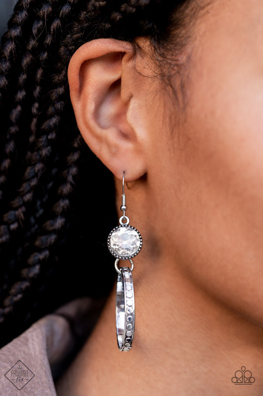 Standalone Sparkle - White Paparazzi Earrings