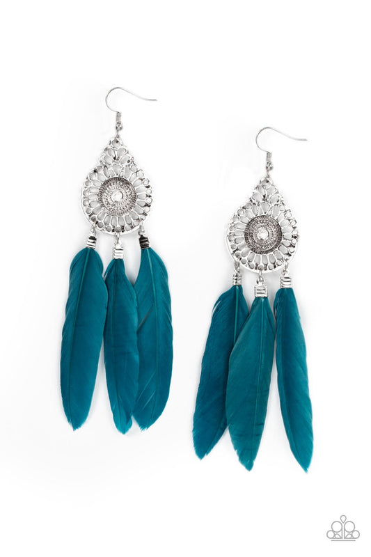 Pretty in PLUMES - Blue Paparazzi Earrings