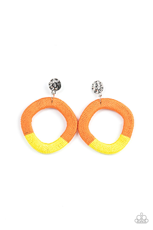 Thats a WRAPAROUND - Orange and Yellow Paparazzi Earrings