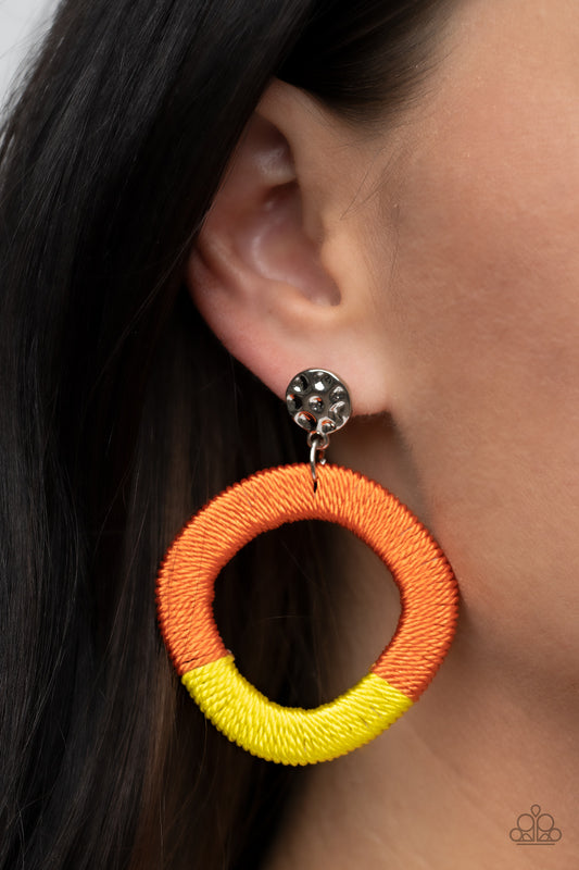 Thats a WRAPAROUND - Orange and Yellow Paparazzi Earrings