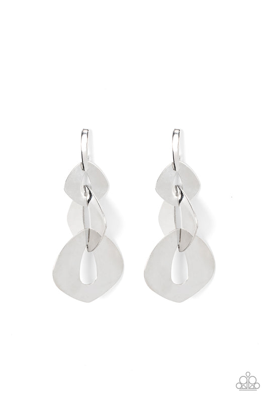 Enveloped in Edge - Silver Paparazzi Earring