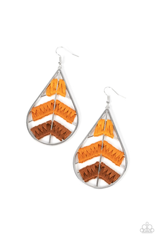 Nice Threads - Orange Paparazzi Earrings