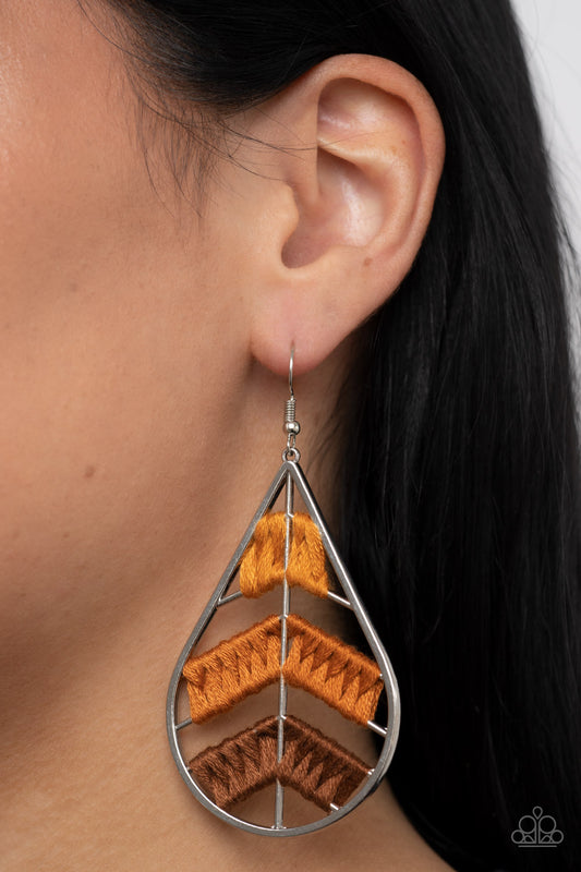 Nice Threads - Orange Paparazzi Earrings