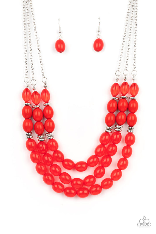 Coastal Cruise - Red Paparazzi Necklace 