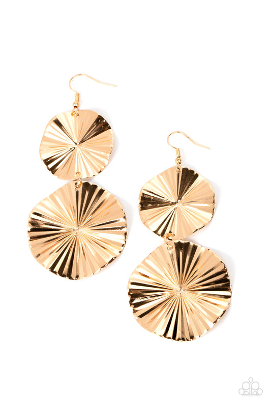 In Your Wildest FAN-tasy - Gold Paparazzi Earrings