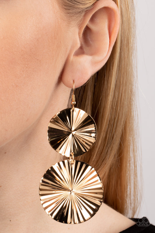 In Your Wildest FAN-tasy - Gold Paparazzi Earrings