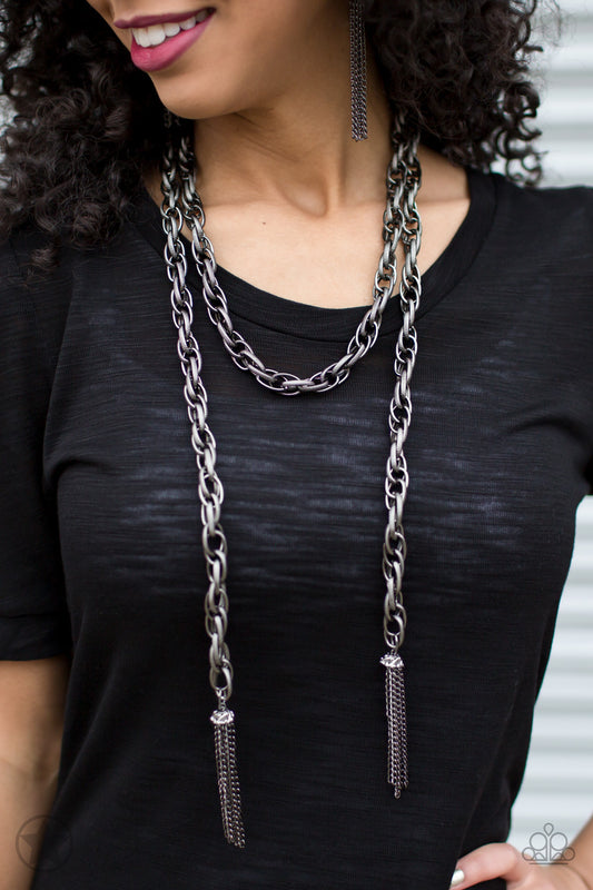 Paparazzi  SCARFed for Attention - Gunmetal Blockbuster Necklace
