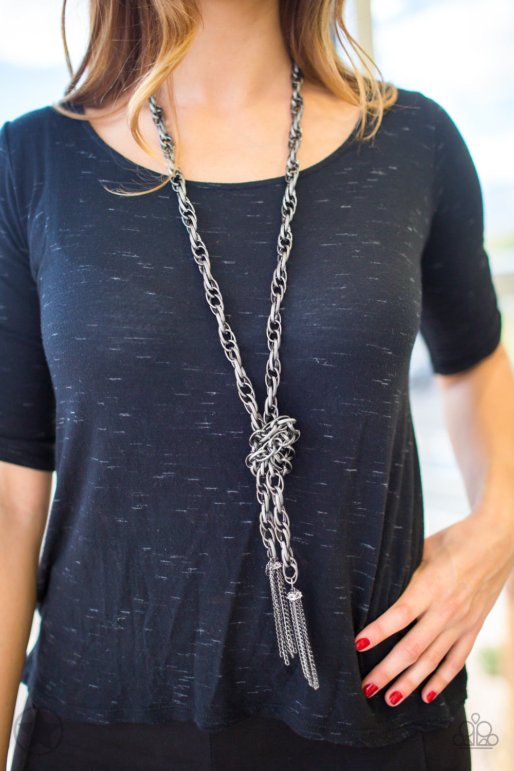 Paparazzi  SCARFed for Attention - Gunmetal Blockbuster Necklace