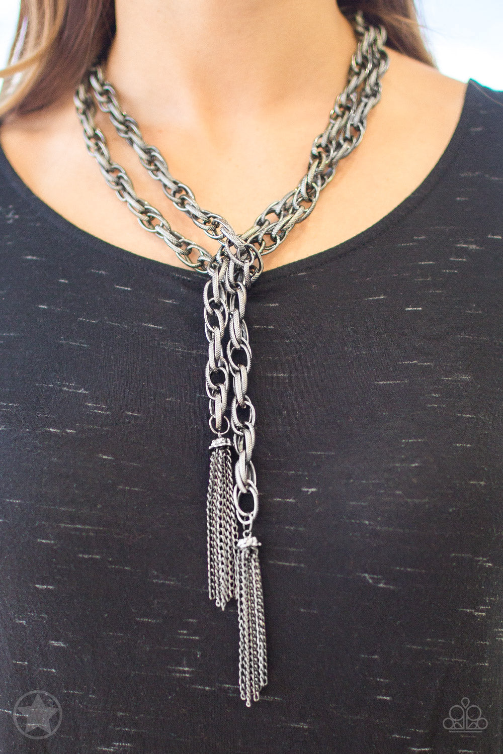 Paparazzi  SCARFed for Attention - Gunmetal Blockbuster Necklace
