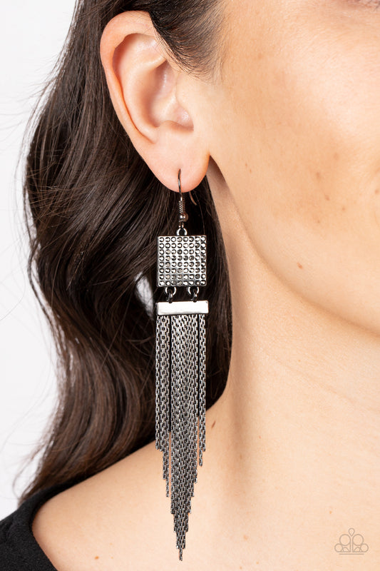 Dramatically Deco - Black Paparazzi Earrings