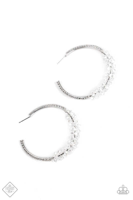 Bubble-Bursting Bling - White Paparazzi Earrings