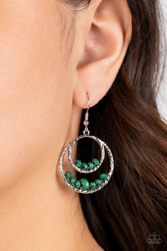 Bustling Beads - Green Paparazzi Earrings