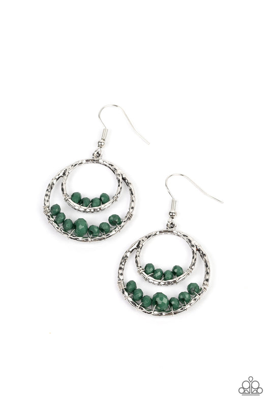 Bustling Beads - Green Paparazzi Earrings