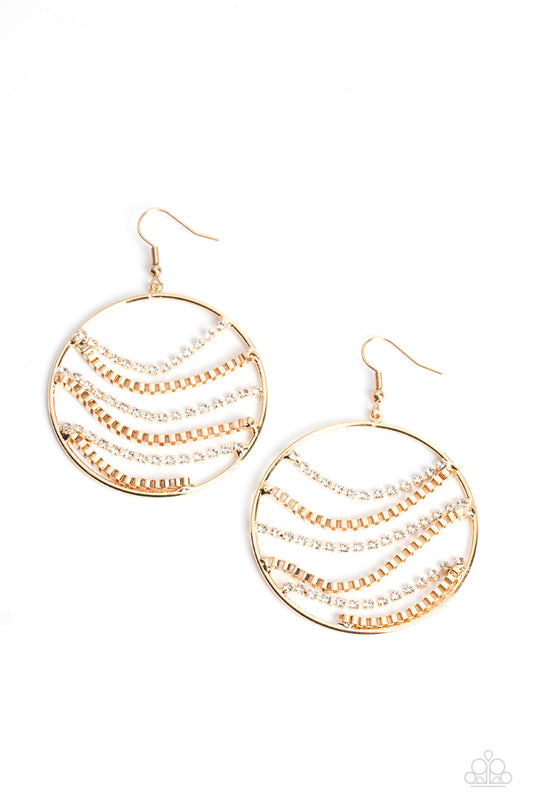 Fighting Fortune - Gold Paparazzi Earrings