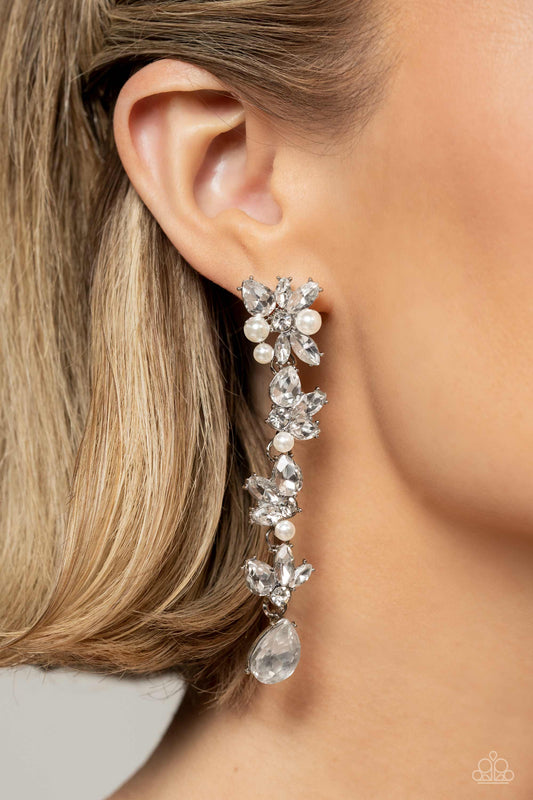 LIGHT at the Opera - White  Paparazzi Earrings