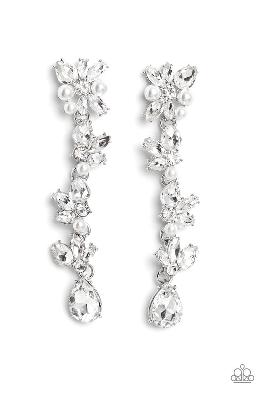 LIGHT at the Opera - White  Paparazzi Earrings