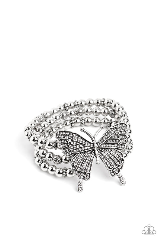 First WINGS First - White  Paparazzi Bracelet