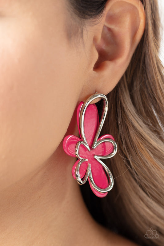 Glimmering Gardens - Pink  Paparazzi Earrings