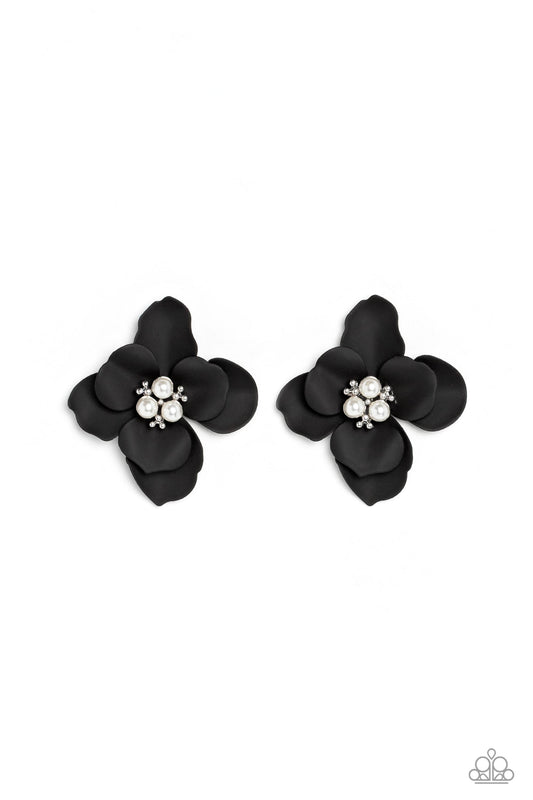 Jovial Jasmine - Black Paparazzi Earrings