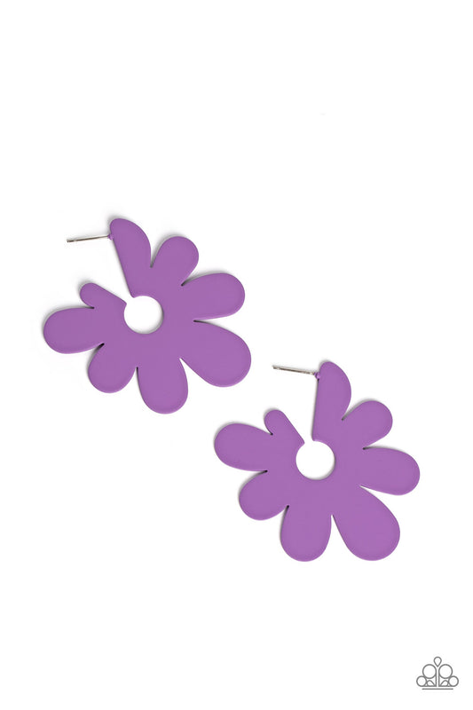 Flower Power Fantasy - Purple Paparazzi Earrings