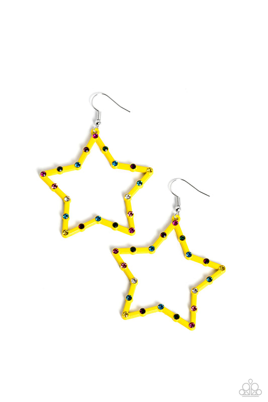 Confetti Craze - Yellow  Paparazzi Earrings