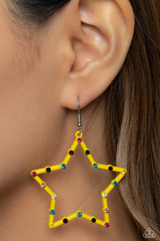 Confetti Craze - Yellow  Paparazzi Earrings