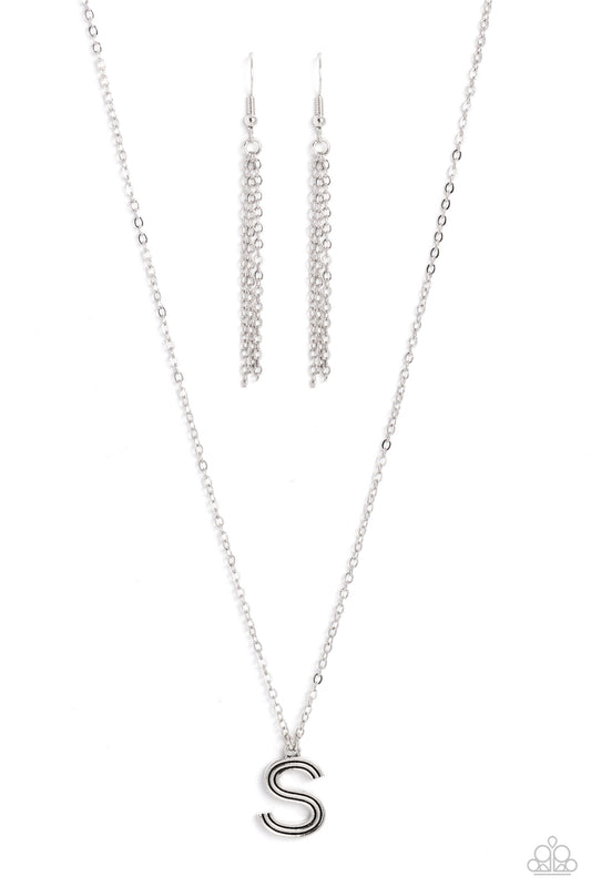 Leave Your Initials - Silver - S Paparazzi Neckace
