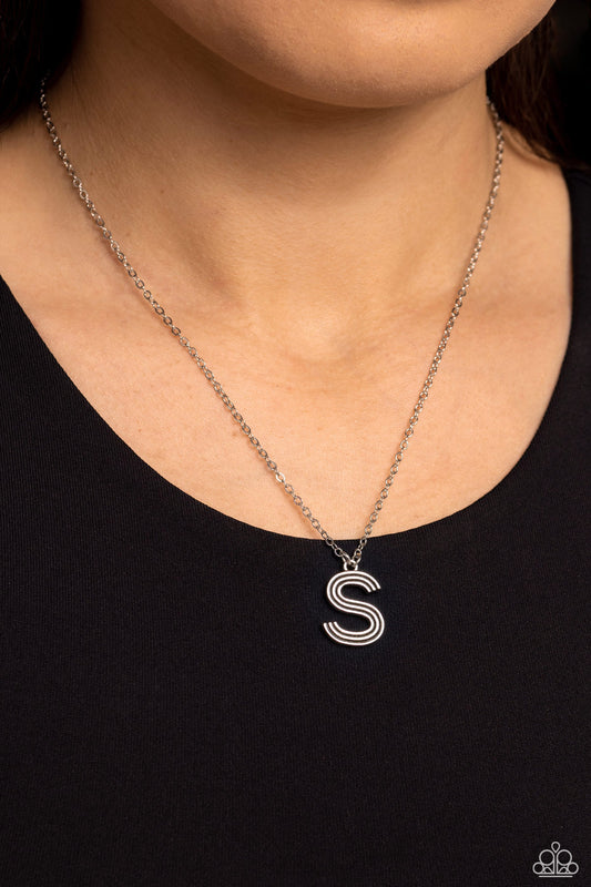 Leave Your Initials - Silver - S Paparazzi Neckace