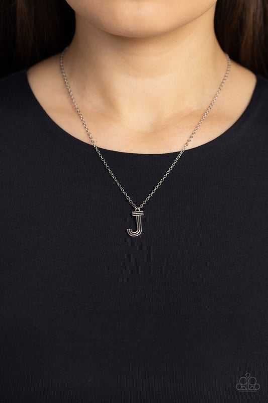 Leave Your Initials - Silver - J Paparazzi Neckace