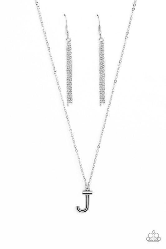 Leave Your Initials - Silver - J Paparazzi Neckace