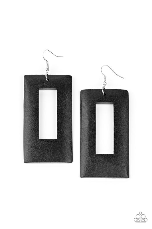 Totally Framed - Black Paparazzi Earring