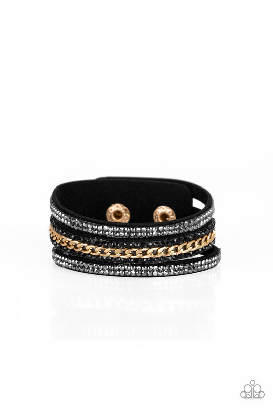 Paparazzi Rollin In Rhinestones - Black wrap bracelet