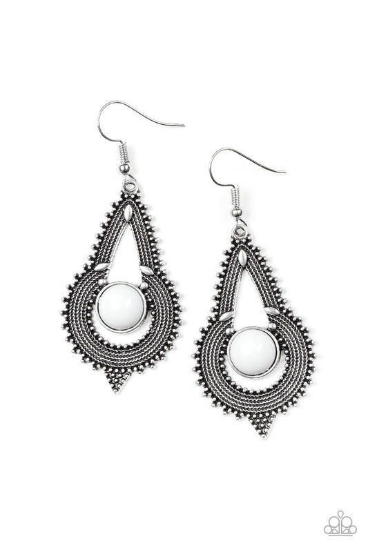 Paparazzi Zoomin Zumba - White Earrings